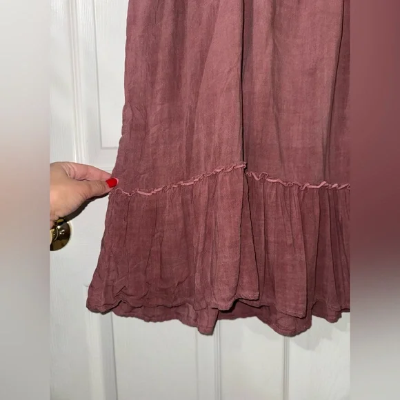 Maroon Knee Length Dress w/ Ruffle by Urban Rose - Picture 5 of 7